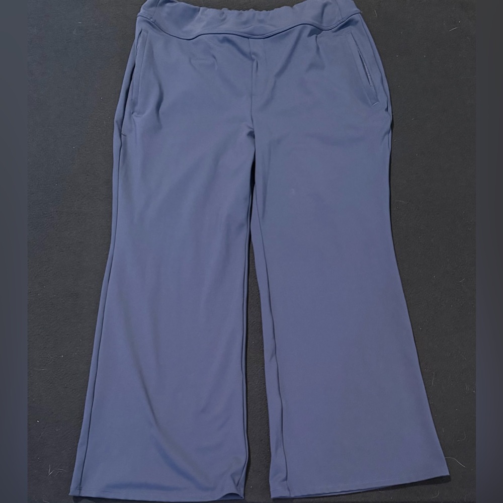 Halara Women's Wide-Leg Flat Front Polyester Blue Pants Size‎ 12 Petite